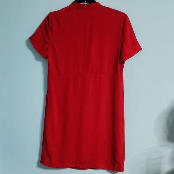 Zara Red Tie Front Sheath Dress - Picture 3 of 9